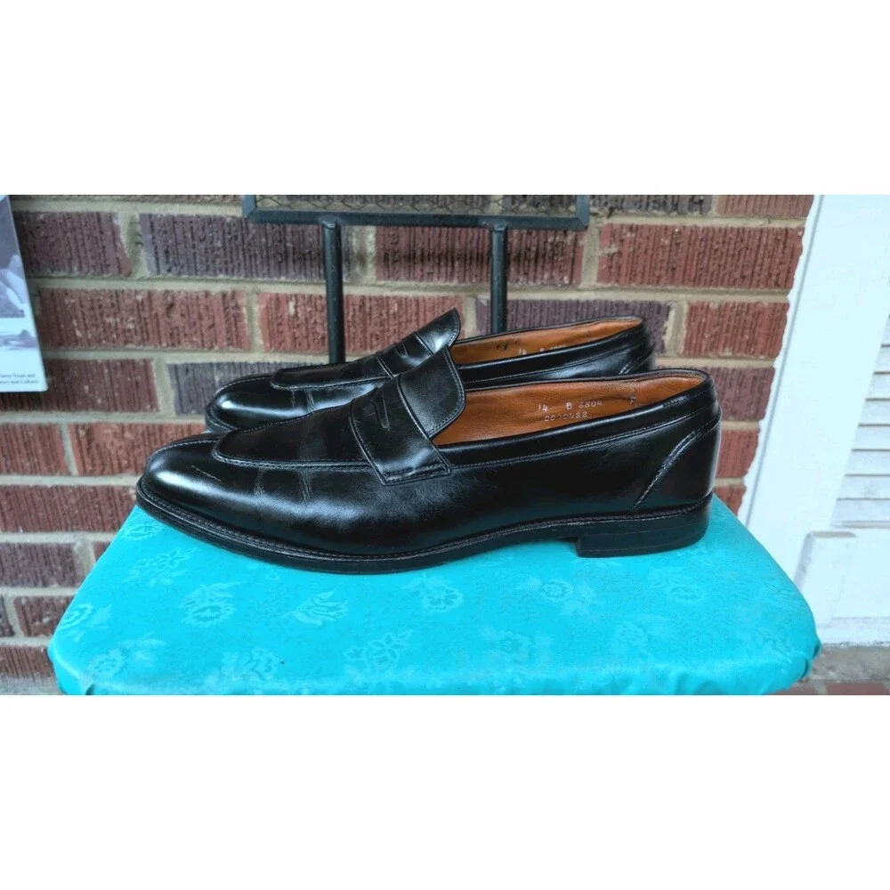 Allen Edmonds Glasgow Black Leather Split Toe Slip On Loafers- Men Size 14B